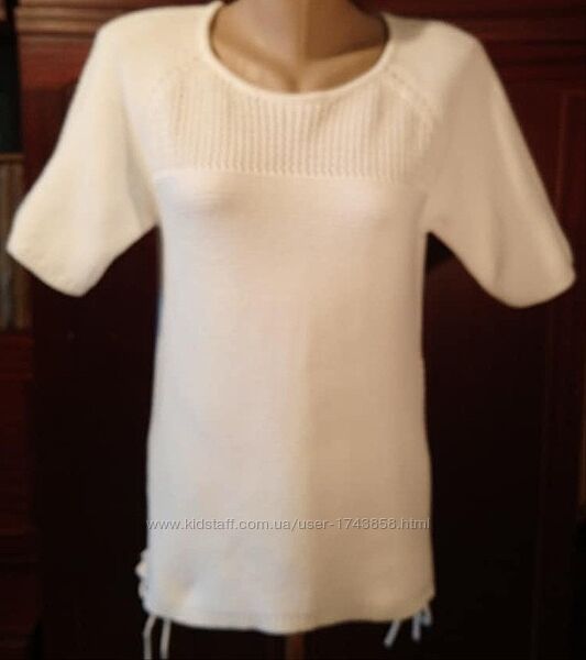 Блузка біла р.46-48 в&acuteязана котон короткі рукави
