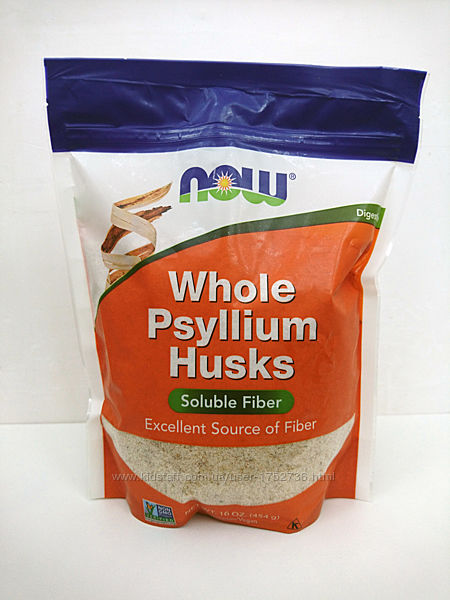 Псиллиум - цельная оболочка, шелуха семян подорожника Now Foods, 454 г