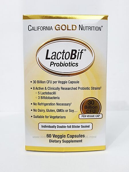 Пробиотики California Gold Nutrition LactoBif, 30 млрд КОЕ, 60 капсул