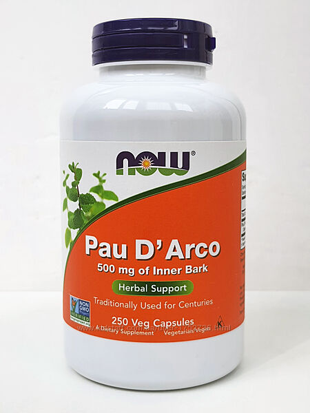 Кора муравьиного дерева Now Foods Pau D&acuteArco, 500 мг, 250 капсул