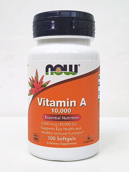 Витамин А Now Foods Vitamin A, 10000 МЕ, 100 капсул