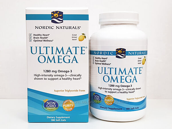 Рыбий жир омега-3 Nordic Naturals Ultimate Omega, 1280 мг, 180 капсул