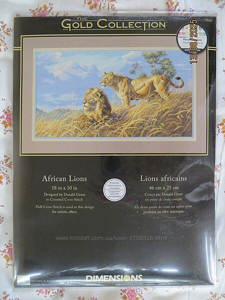 Набір для вишивки хрестиком Африканські леви, Dimensions, Gold Collection