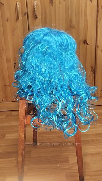 Блакитна штучна перука голубой парик 50 см