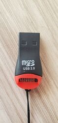 Картридер USB microSD 2. 0, Переходник с Micro SD на USB, адаптер