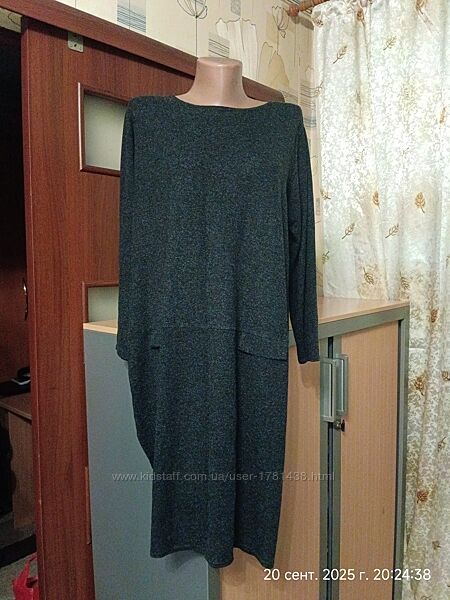 Теплое трикотажное платье, размер ХL