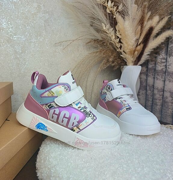 Дитячі хайтопи для дівчинки 34 35 білі фіолетові кросівки