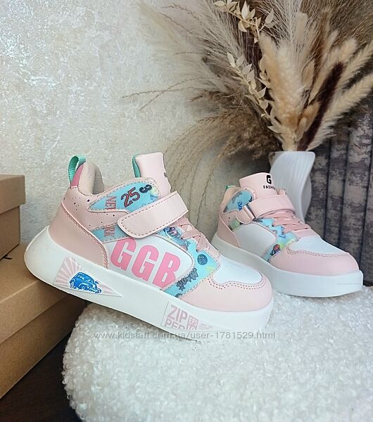 Дитячі хайтопи для дівчинки 33 34 рожеві білі кросівки