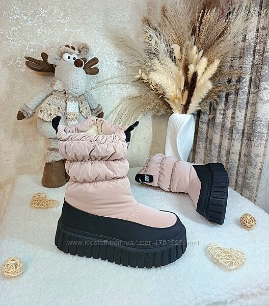 Дитячі зимові дутіки чоботи черевики для дівчинки 34 35 37