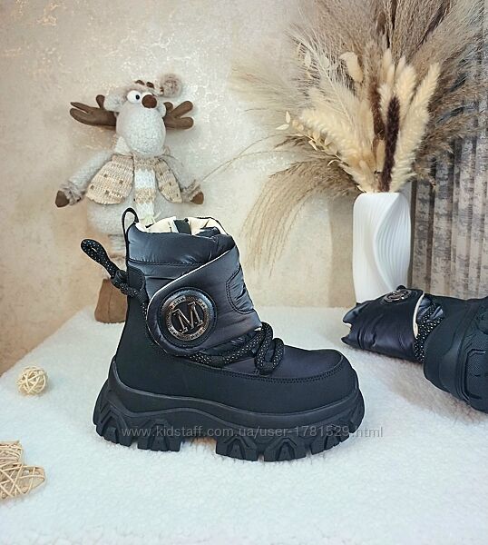 Дитячі зимові чоботи черевики дутіки для дівчинки 33 34 35 36