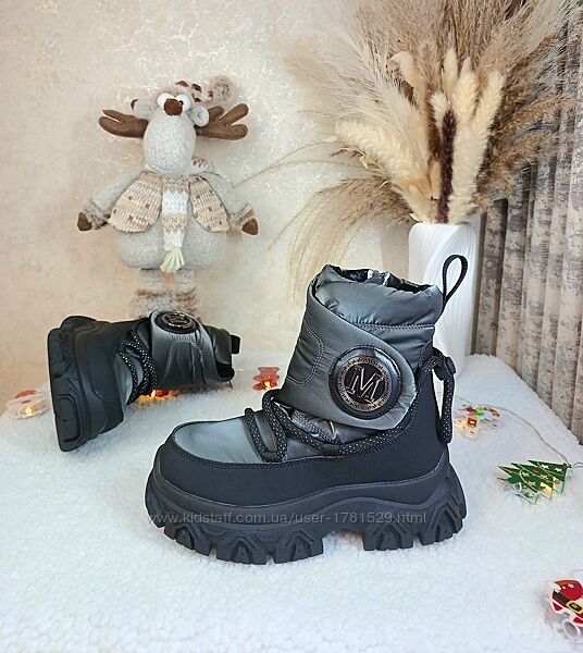 Дитячі зимові чоботи черевики дутіки для дівчинки 32 33 34 35 37