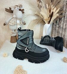 Дитячі зимові чоботи черевики дутіки для дівчинки 33 34 35 37