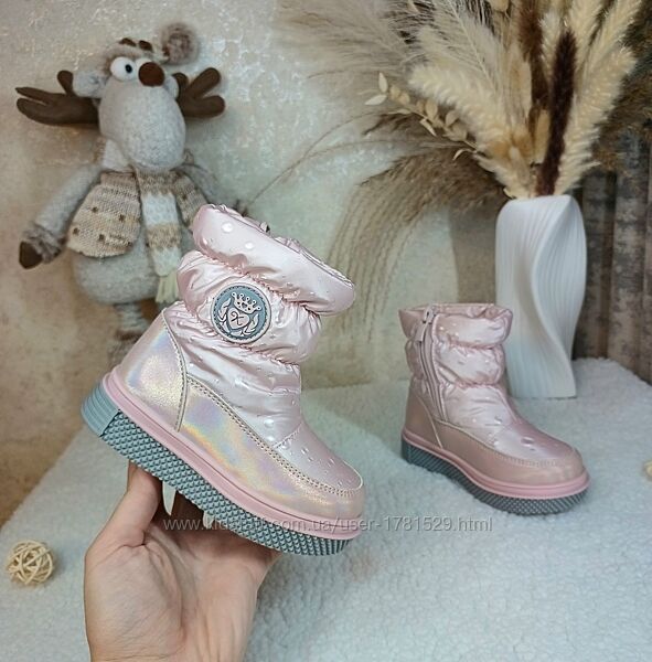 Дитячі зимові дутіки чоботи черевики для дівчинки 22