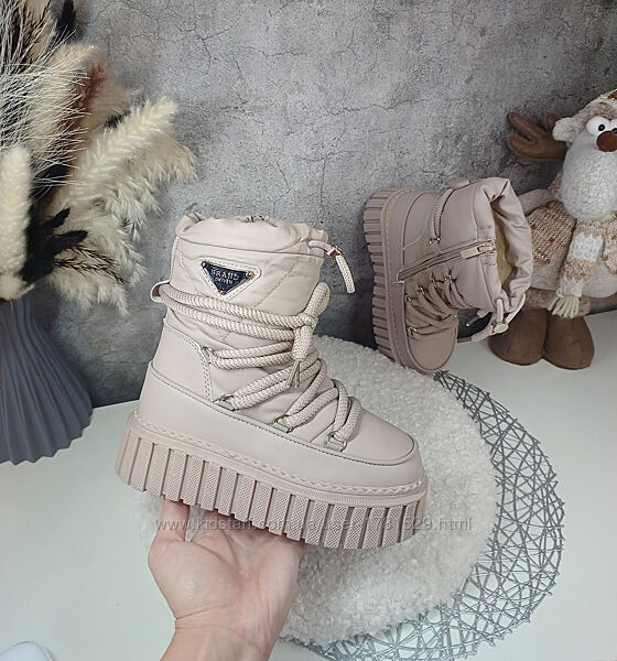 Дитячі зимові луноходи черевики чоботи для дівчинки дутіки 32 34 36 37