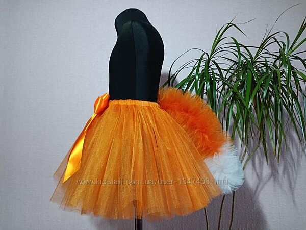 Костюм лисичка спідничка помаранчева юбка оранжева з хвостиком