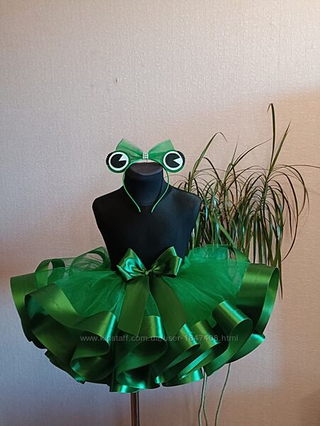 Костюм жабка обруч і спідничка пишна зелена фатінова 122