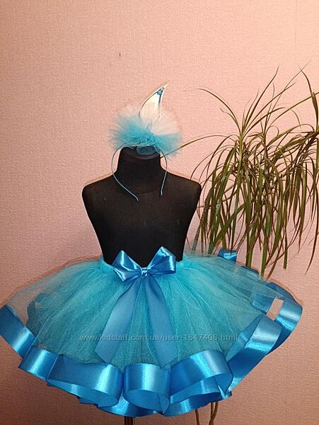 Карнавальний костюм краплинка спідничка блакитна і обруч 4-5 р.