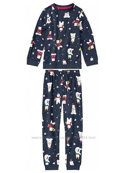 98-104 зріст Lupilu Новорічна Піжама з веселим принтом натуральна. 100 co