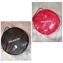 Косметичка Клатч MakeUp черная и красная Мейкап круглая