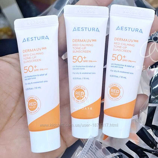 Мініатюра тонуючого санскріна AESTURA Derma UV 365 Red Calming Tone-up Sunc