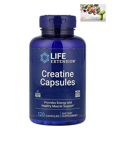 Креатин , Моногидрат креатина,  Life Extension, креатиновые капсулы, 120 кап