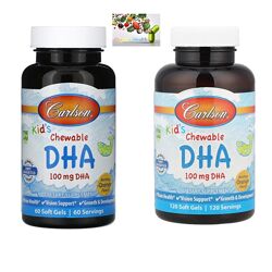 Омега 3 для детей, Carlson Labs, Жевательная ДГК для детей, вкус апельсин