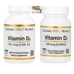 Витамин D3 , Д3 5000 , 90 шт , California Gold Nutrition 
