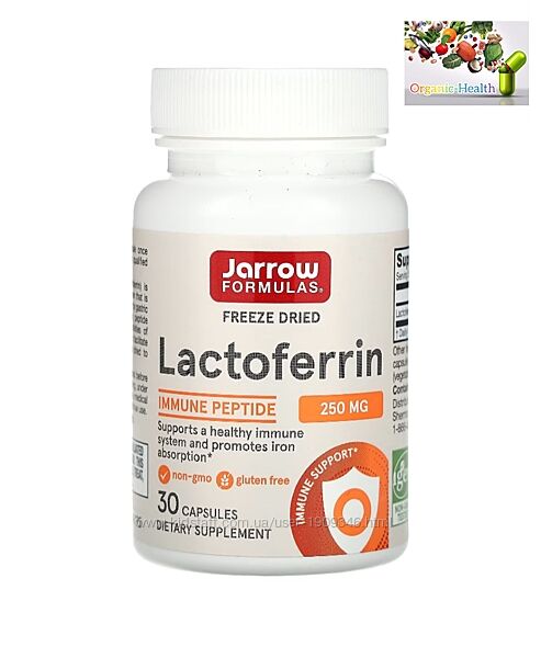 Здоровье кишечника , Jarrow Formulas, Лактоферрин, сублимированный, 250 мг,