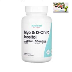 Инозитол, мио-инозитол и D-хиро-инозитол, Nutricost, мио и D-хиро инозитол