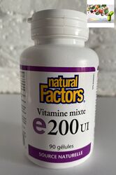 Витамин Е , Natural Factors, смешанный витамин E, 134 мг 200 МЕ, 90 кап
