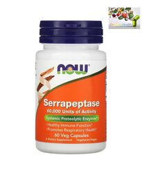  Serrapeptase, Поддержкка пищеварения, NOW Foods, Серрапептаза, 60 000 SPU, 