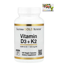 Витамин Д3 К2 , California Gold Nutrition, витамины D3 и К2, 60 капсул