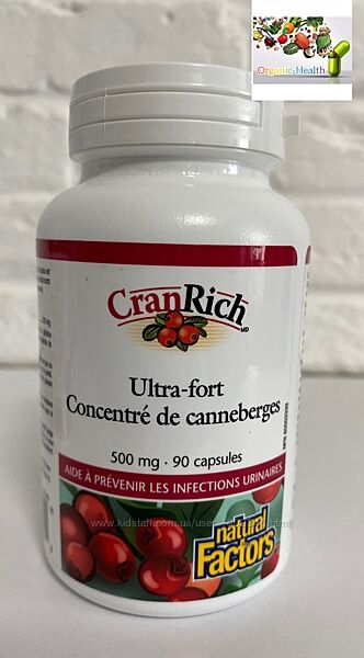 Natural Factors, CranRich, Клюква , концентрат клюквы, 500 мг, 