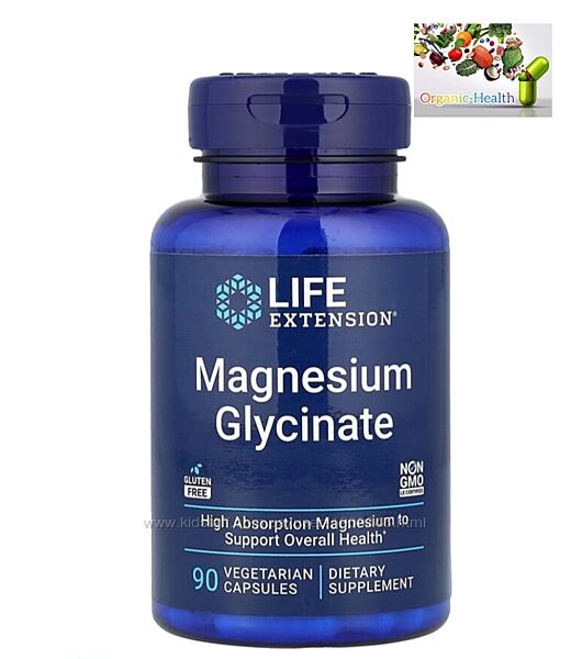 Магний , Life Extension, Глицинат магния, 90 вегетарианских капсул ,105 мг 