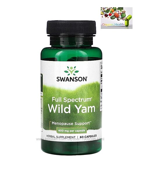 Wild Yam, Swanson, Full Spectrum, дикий ямс, 400 мг, 60 капсул