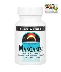 Марганец , Source Naturals, Марганец 10 мг, 100 таблеток