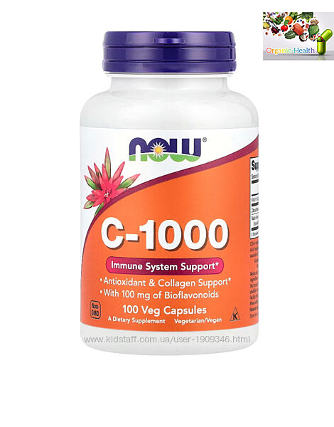 Now foods , Витамин С , с биофлаваноидами, С 1000, Аскорбиновая кислота,100