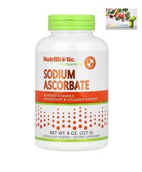 Витамин С, Содиум аскорбат, NutriBiotic, Immunity, аскорбат натрия, порошок