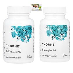 В комплекс, Thorne, комплекс витаминов группы B, B-Complex 6/12, 60 капсул