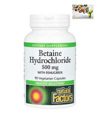Natural Factors, бетаина гидрохлорид с пажитником, 500 мг, 90 шт