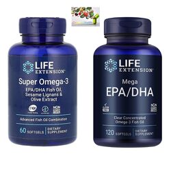 Life Extension, Омега 3, Риб´ячий жир, Mega EPA/DHA, Супер омега