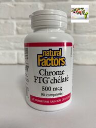 Хром, Снижение веса, Natural Factors, хелат хрома ФТГ, 90 таблеток
