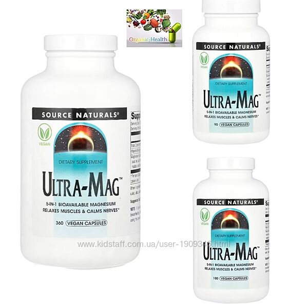 Магний , Source Naturals, Ultra-Mag, Магний В6 , Ультра маг