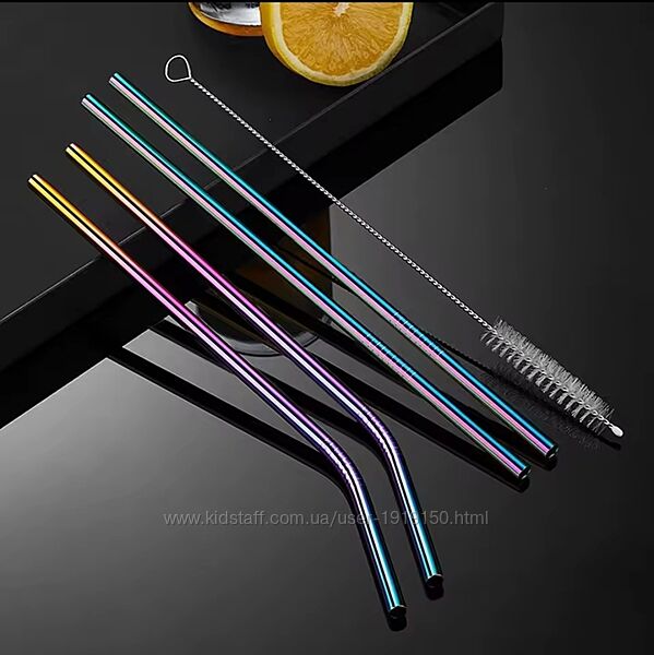 Металеві нержавіючі багаторазові трубочки для напоїв металлические трубочки