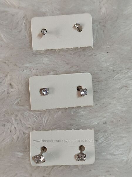 Серьги для пирсинга пусеты гвоздики штанги с камнями с  бриллиантами 