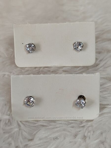 Серьги гвоздики пусеты с камнями с бриллиантами 