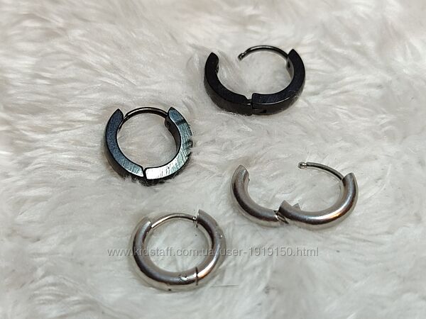 Серьги для пирсинга кольца колечки черные серебристые стальные