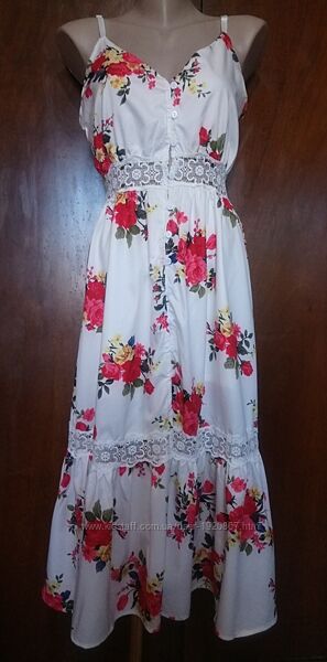 Сукня сарафан р.42-44 квітковий принт на білому фоні