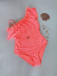 Суцільний цільний купальник з рюшами на одне плече river island 158, 164