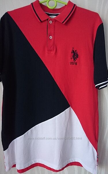 Мужская футболка цвет красный/синий/белый, размер М U. S. Polo Assn